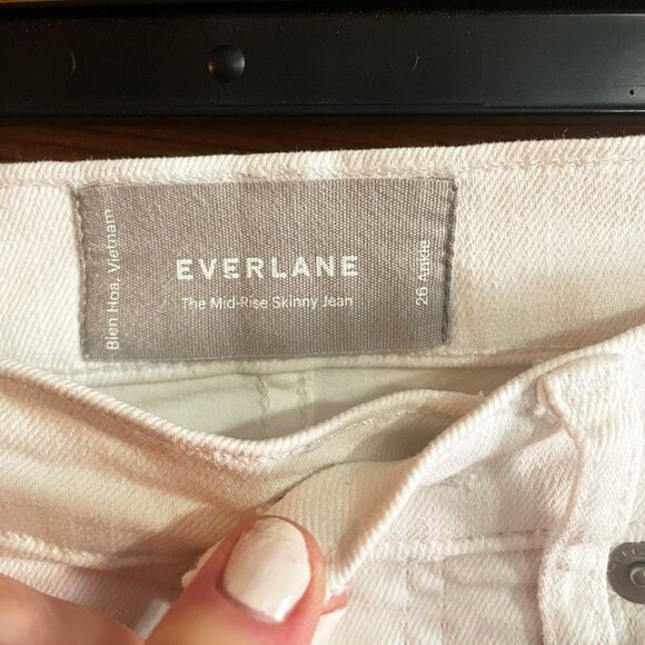 Everlane Mid Rise Skinny Jean White Denim 26 - Picture 7 of 13
